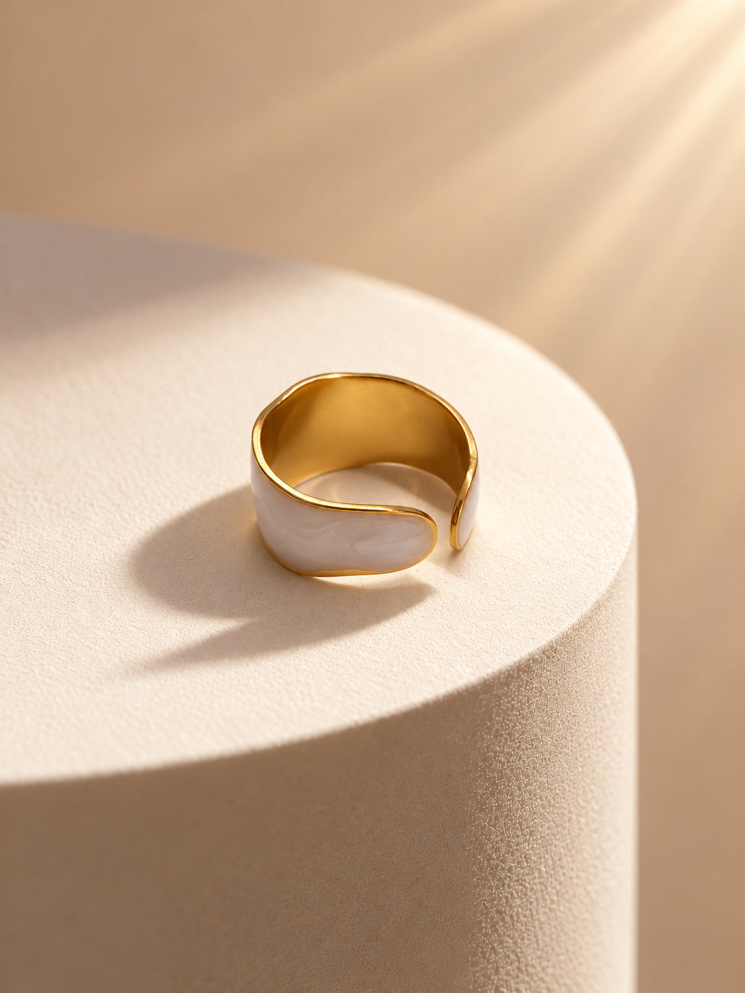 Niska pearl-white gold-tone adjustable wide band ring view 5