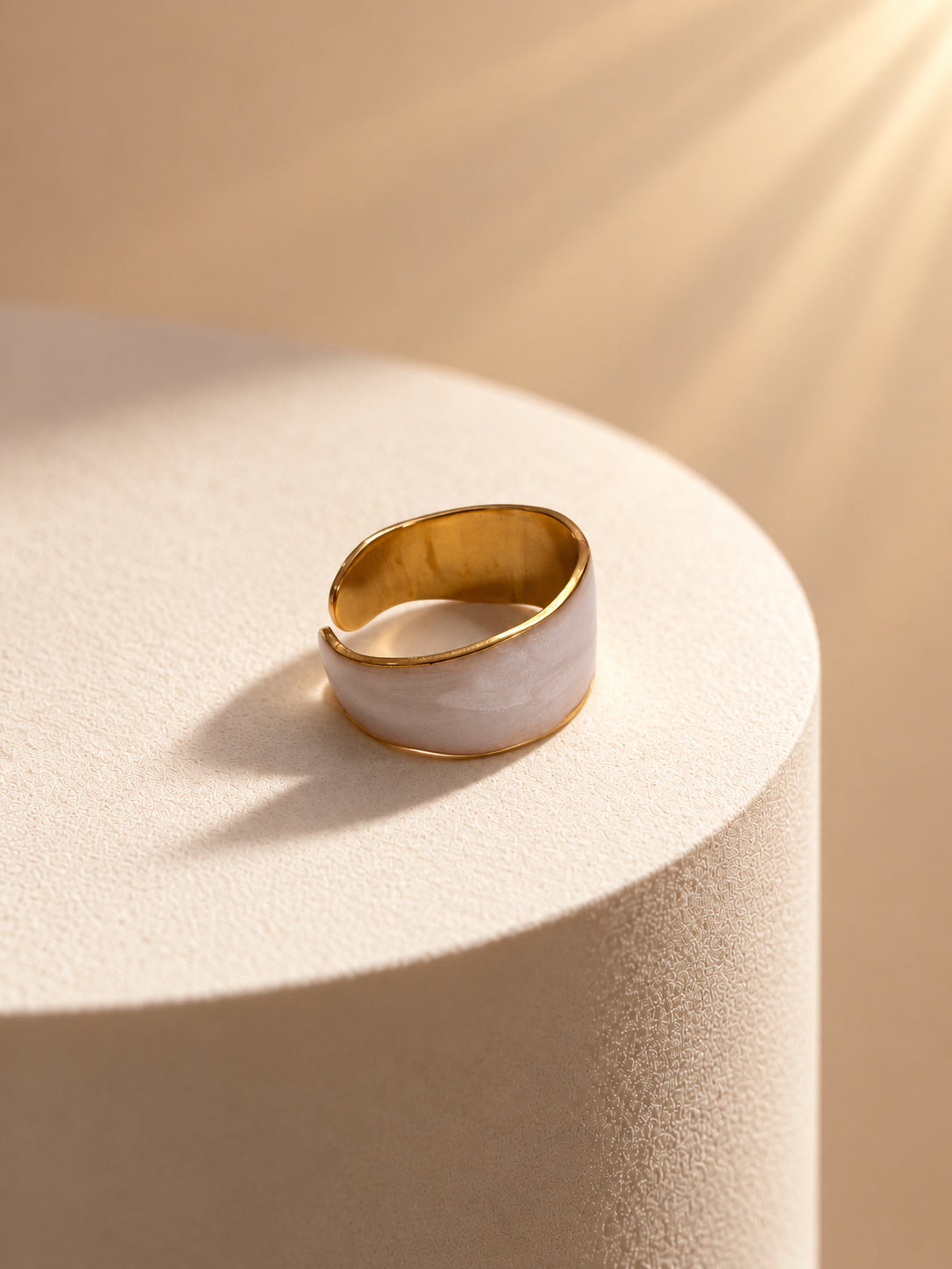 Niska pearl-white gold-tone adjustable wide band ring view 6