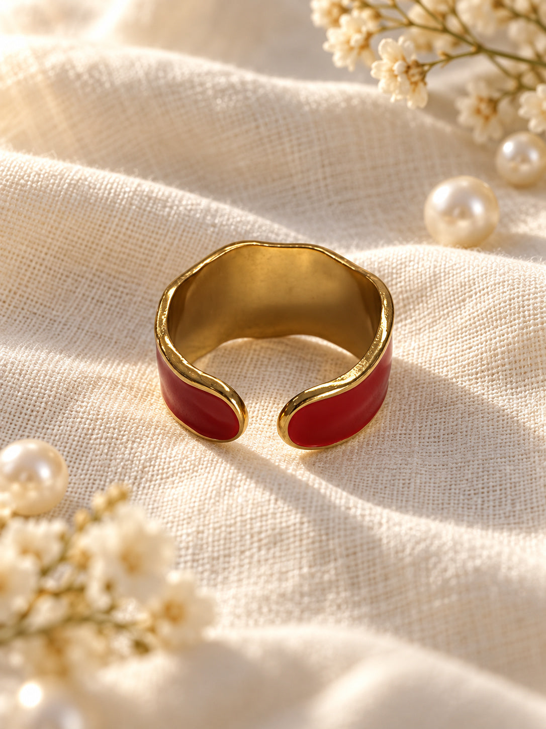 Niska ruby red enamel cuff ring replica product view 4