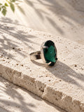 Niska oval green stone silver replica statement ring product view 2