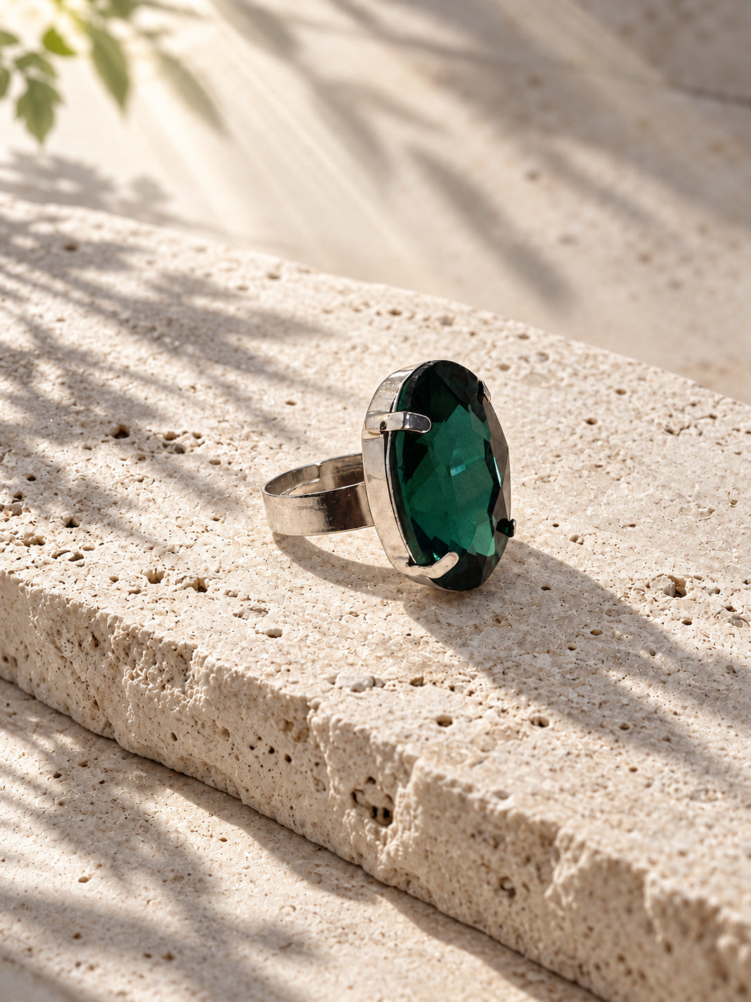 Niska oval green stone silver replica statement ring product view 2