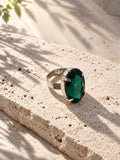 Niska oval green stone silver replica statement ring product view 5