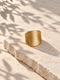 Niska broad gold-tone ridged replica ring, view 9