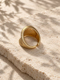 Niska broad gold-tone ridged replica ring, view 10