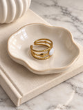 Niska Luna gold-tone white stone openwork ring — product view 4