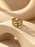 Niska gold-tone triple-row grey stone openwork ring, view 2