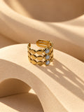 Niska gold-tone triple-row grey stone openwork ring, view 4