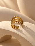 Niska gold-tone triple-row grey stone openwork ring, view 6