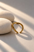 Niska Sculptural V Gold-Tone Open Ring – editorial view 5