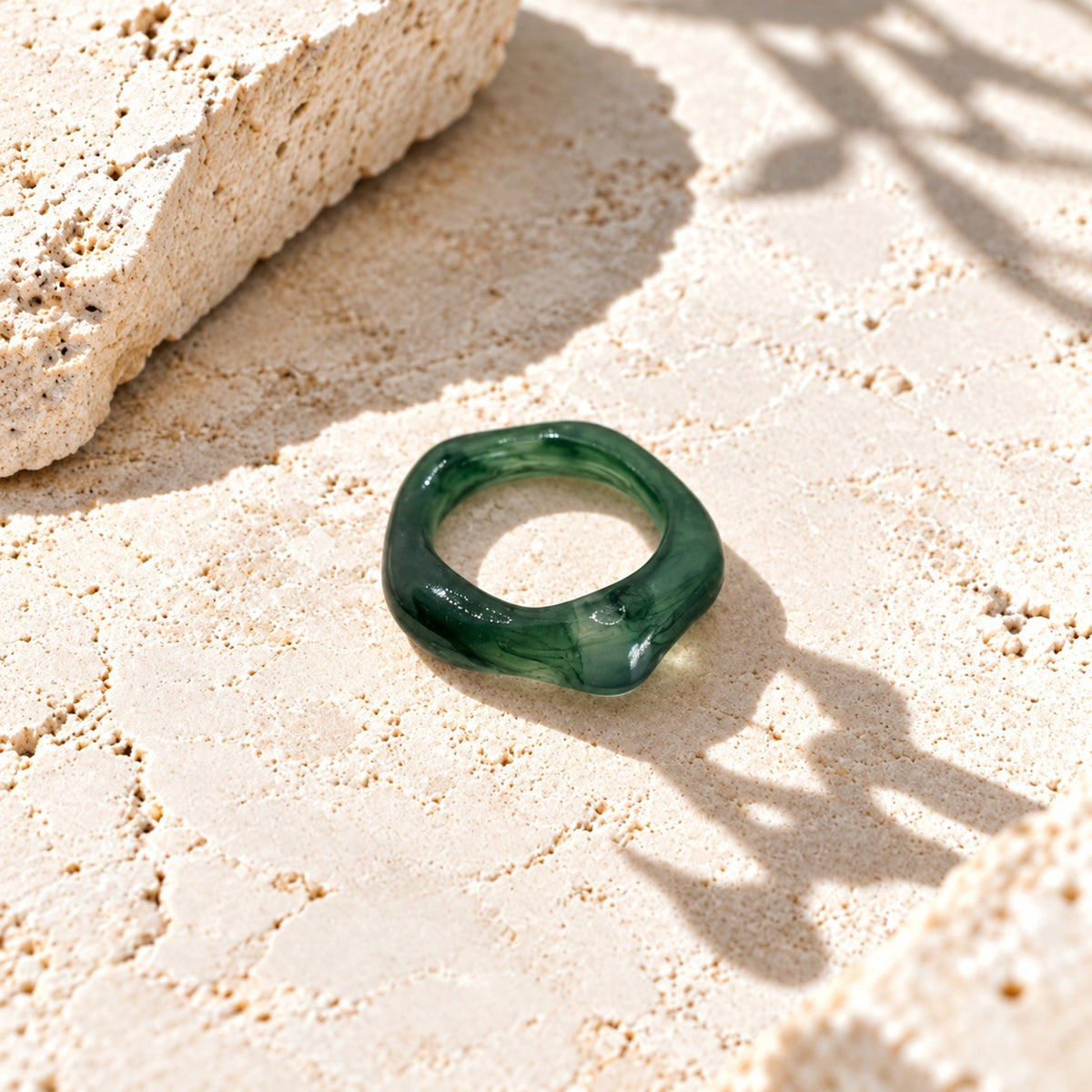 Niska green sculptural replica ring product view 1