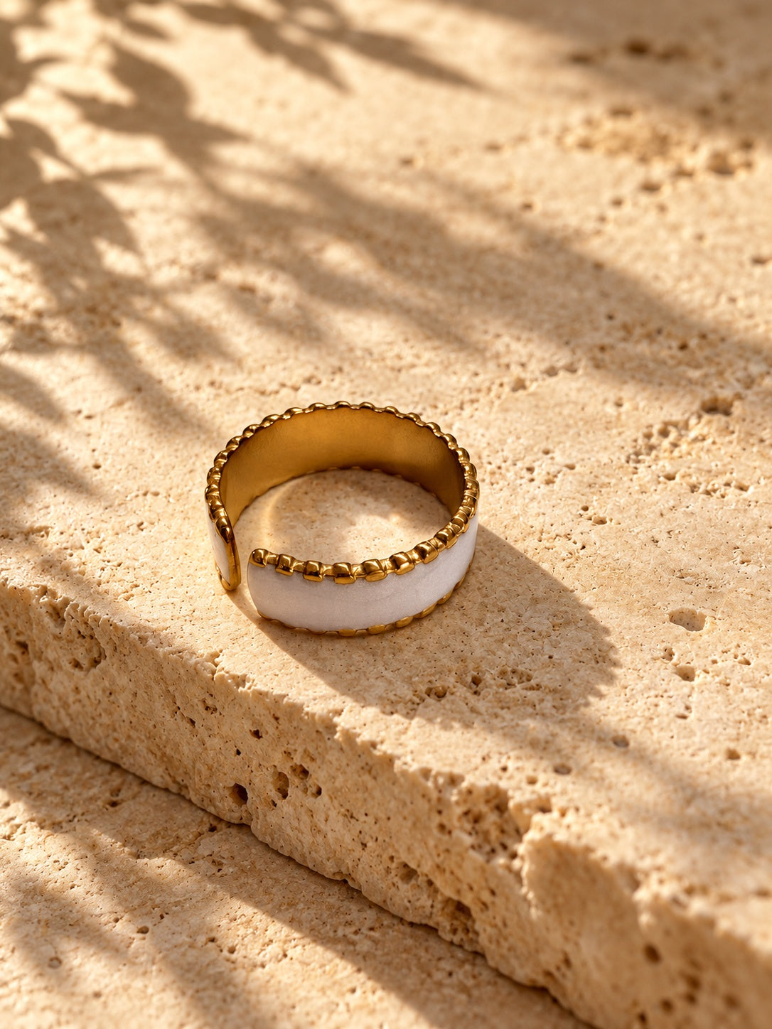 Niska Two-Tone Beaded Edge Cuff Ring