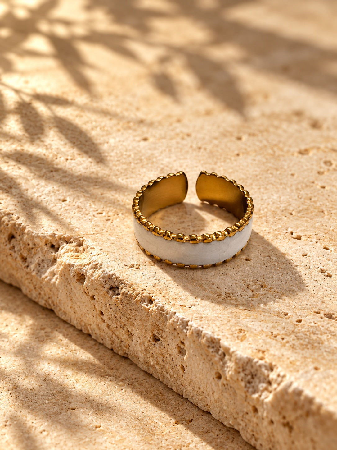 Niska Two-Tone Beaded Edge Cuff Ring