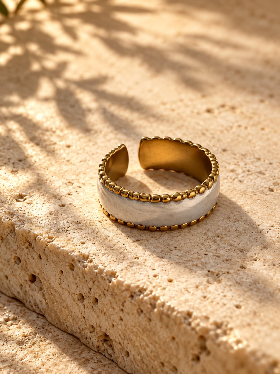 Niska Two-Tone Beaded Edge Cuff Ring