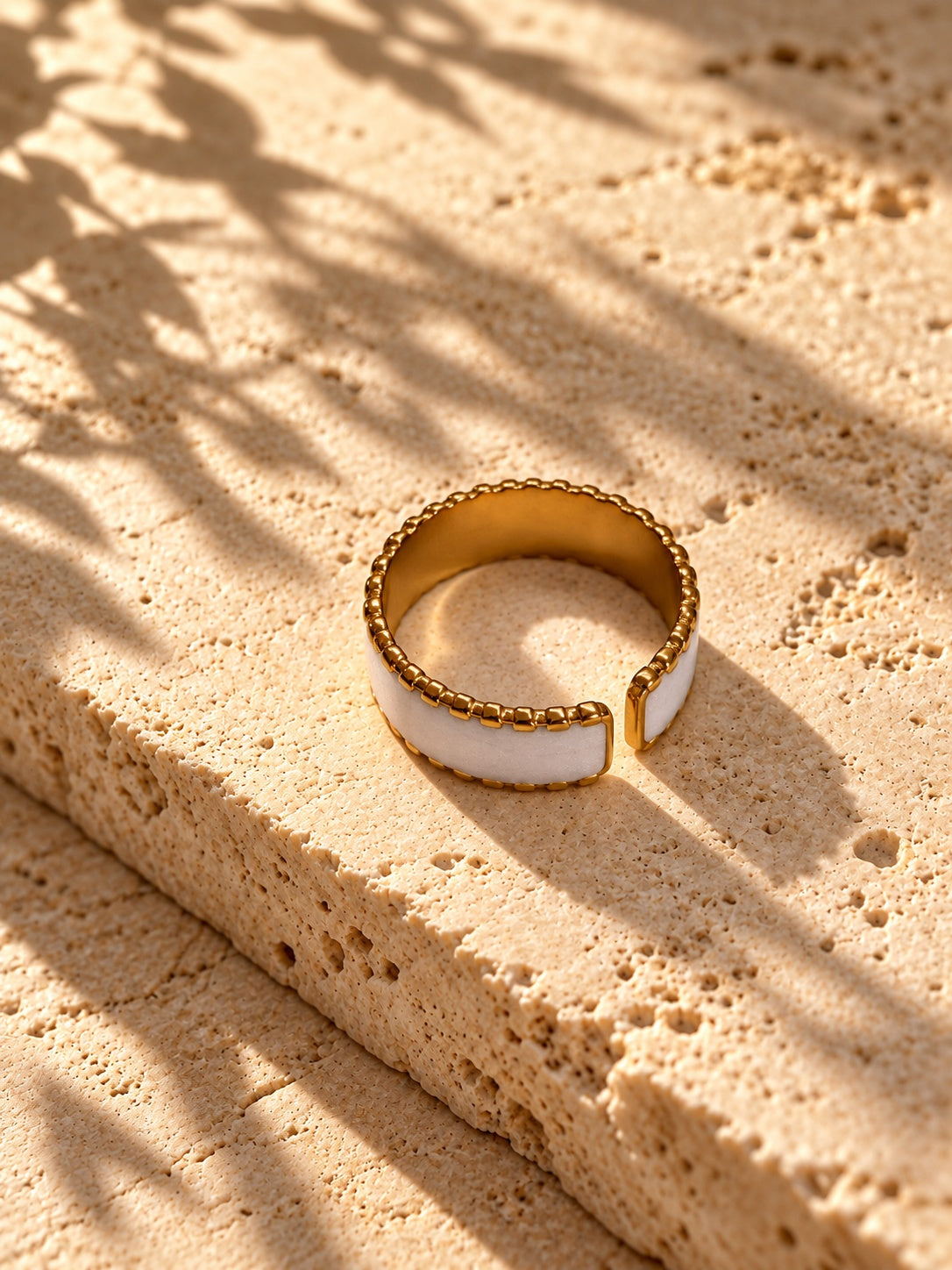 Niska Two-Tone Beaded Edge Cuff Ring