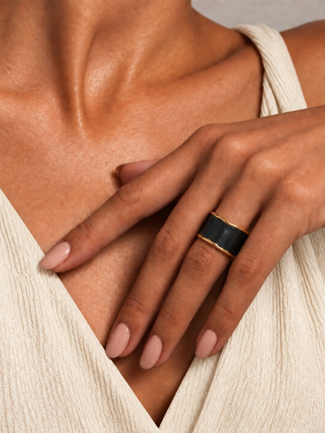 Niska black Monalisa Stone silver replica statement ring