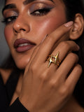 Niska Celestial Twin Star Replica Ring worn by model, close-up