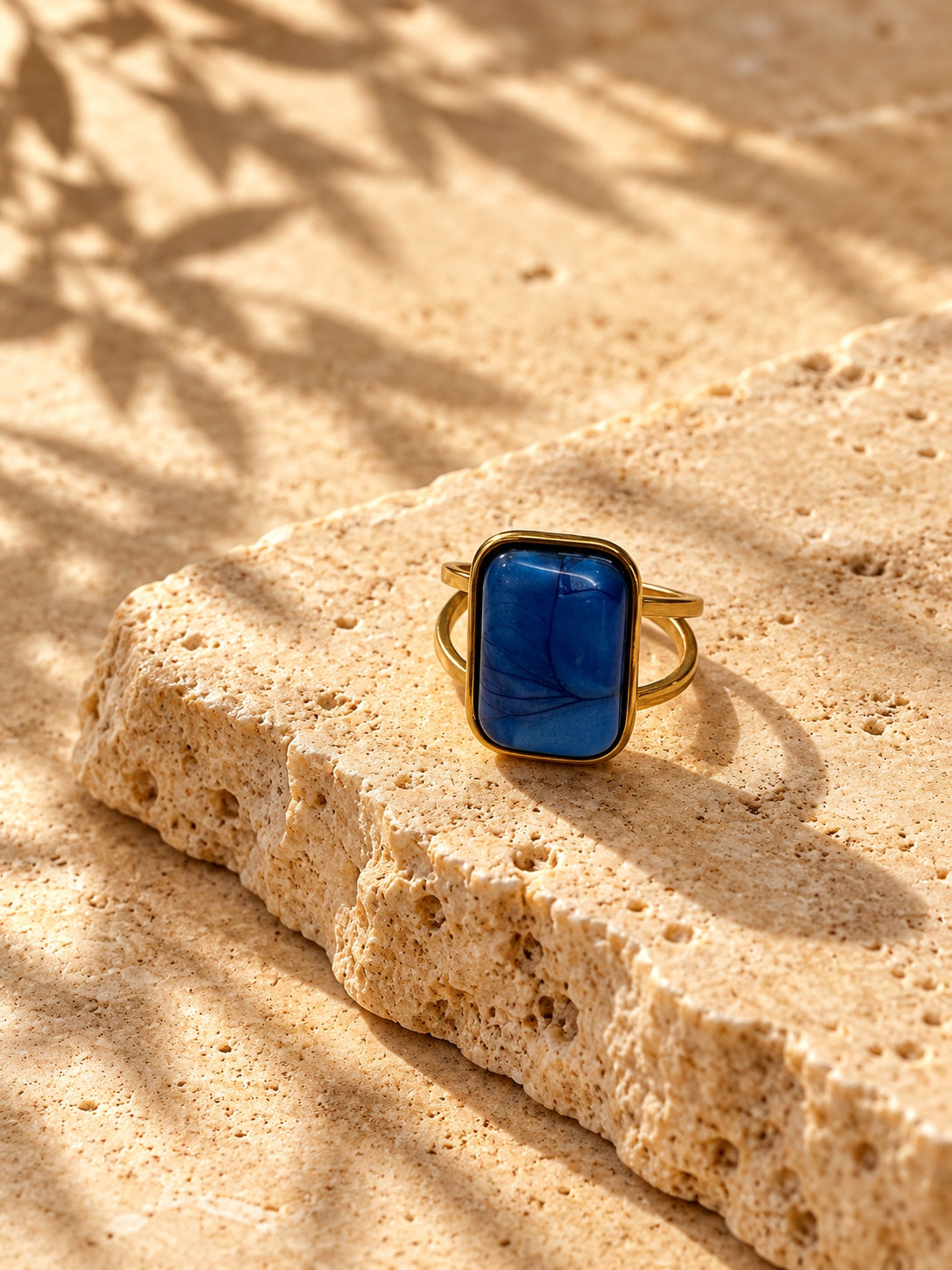 Niska cobalt blue gold-tone open band ring – view 2