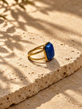 Niska cobalt blue gold-tone open band ring – view 3