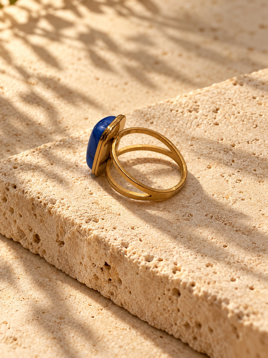 Niska cobalt blue gold-tone open band ring – view 4