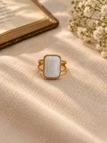 Niska white rectangular stone replica ring view 5