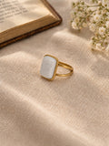 Niska white rectangular stone replica ring view 8