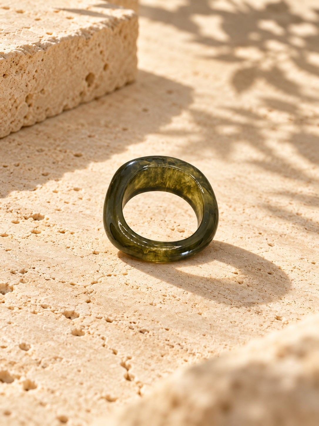 Niska olive green marbled replica statement ring 2