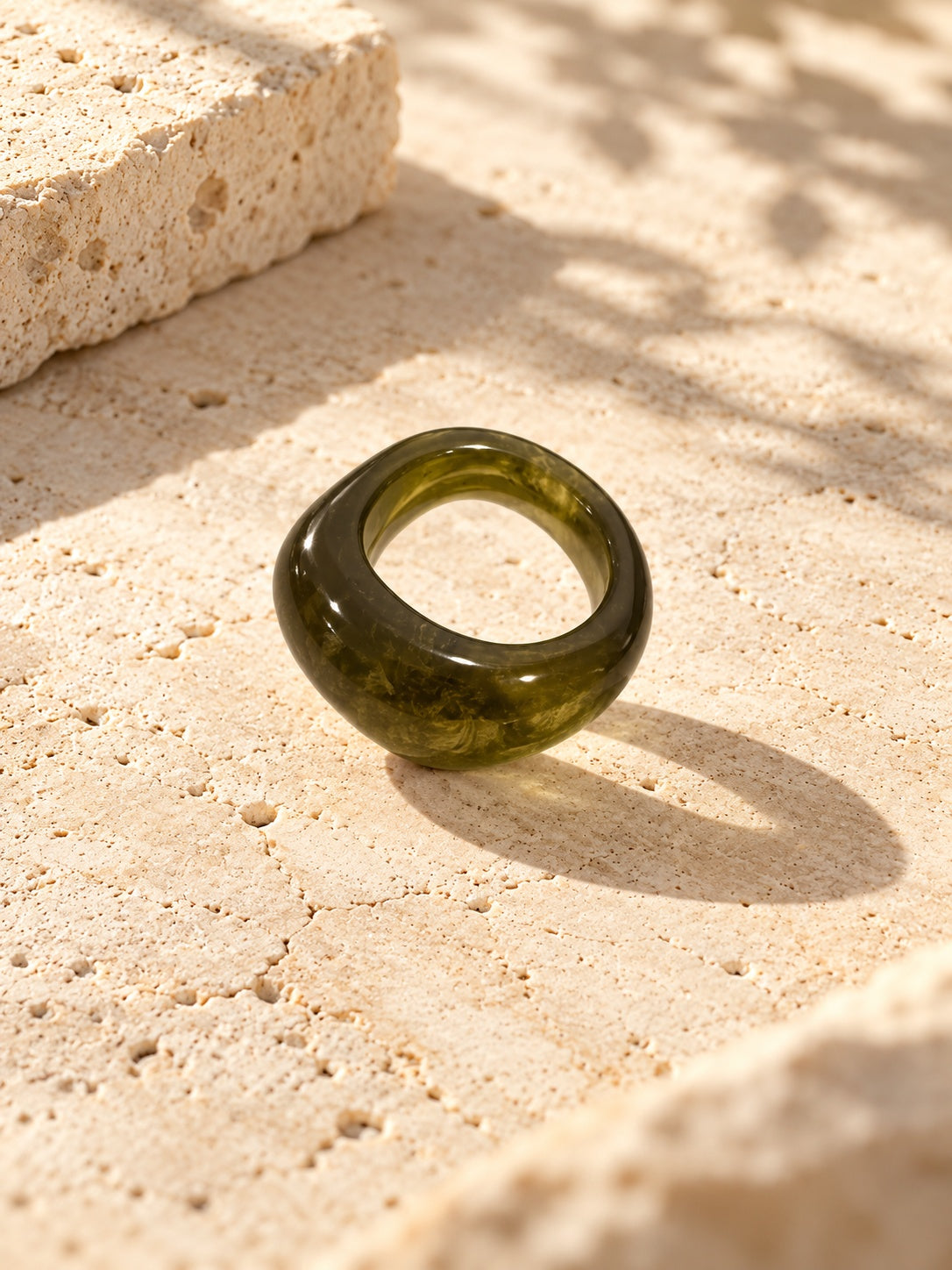 Niska olive green marbled replica statement ring 3