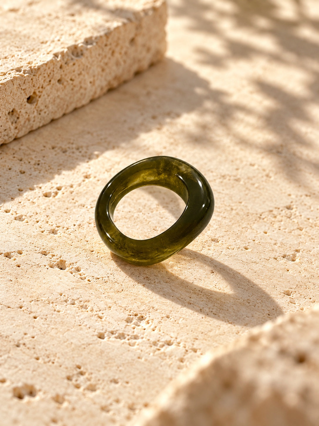 Niska olive green marbled replica statement ring 4
