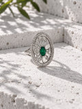 Niska green oval floral AD Stone statement ring product view