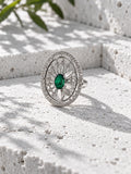 Niska green oval floral AD Stone statement ring product view