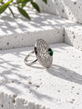 Niska green oval floral AD Stone statement ring product view