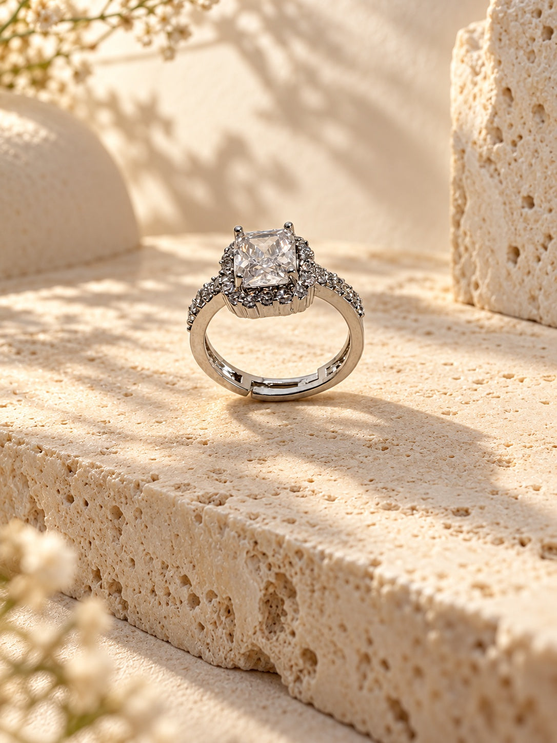 Niska rectangular halo replica ring product view 3