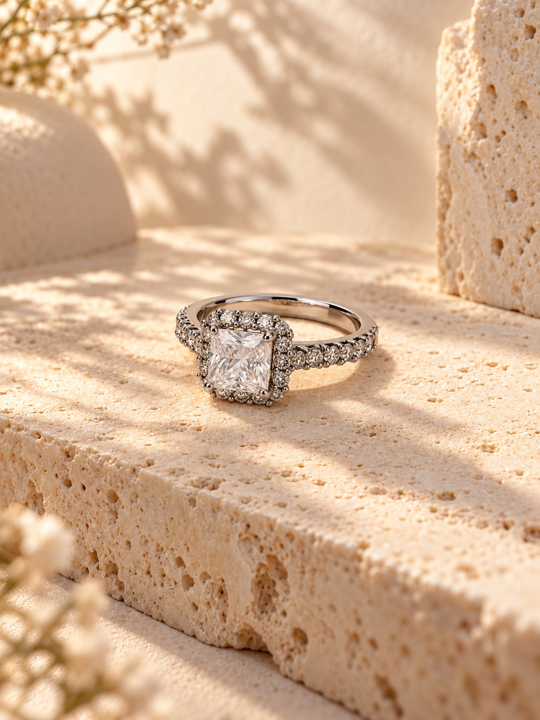 Niska rectangular halo replica ring product view 3