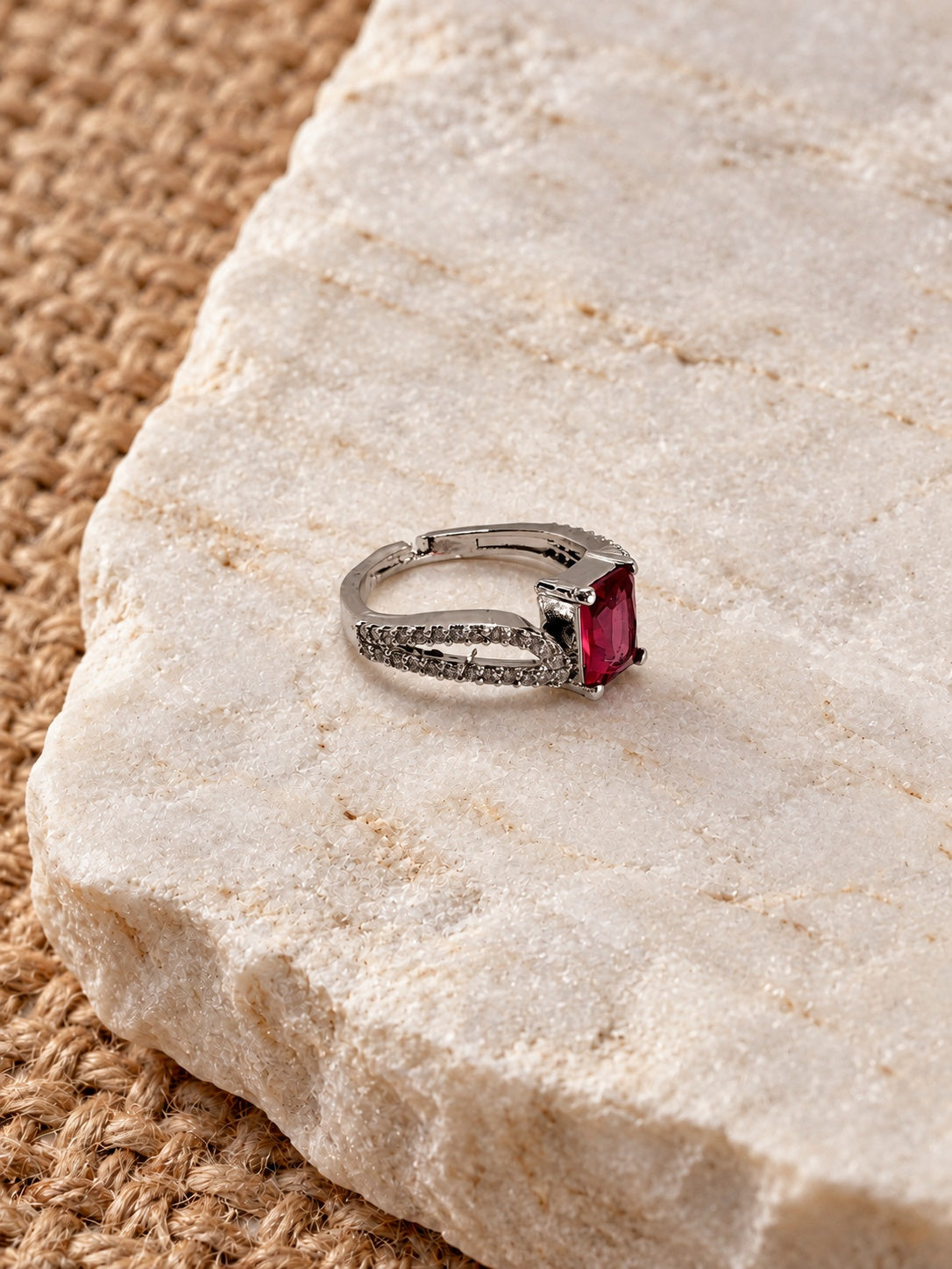 Niska raspberry pink rectangular AD Stone ring product image 2