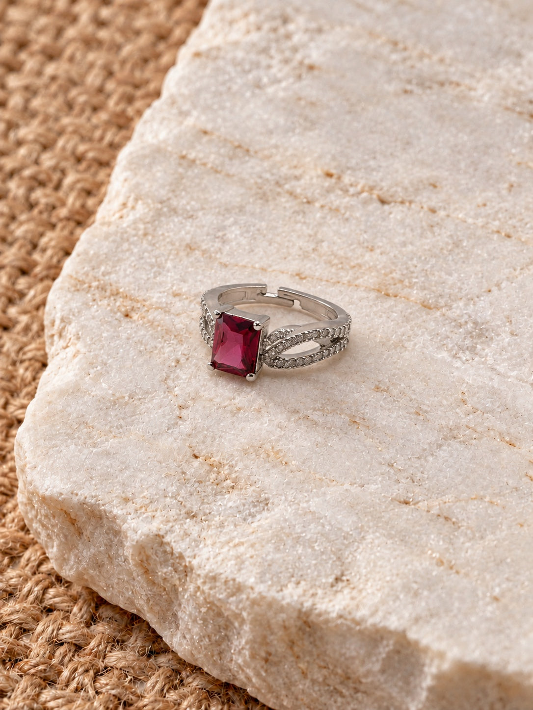 Niska raspberry pink rectangular AD Stone ring product image 6