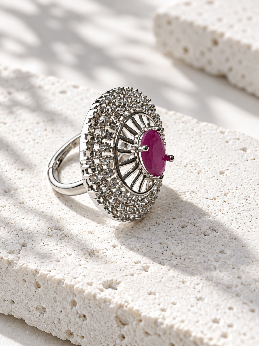 Niska purple round AD stone statement ring view 3