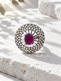 Niska purple round AD stone statement ring view 4