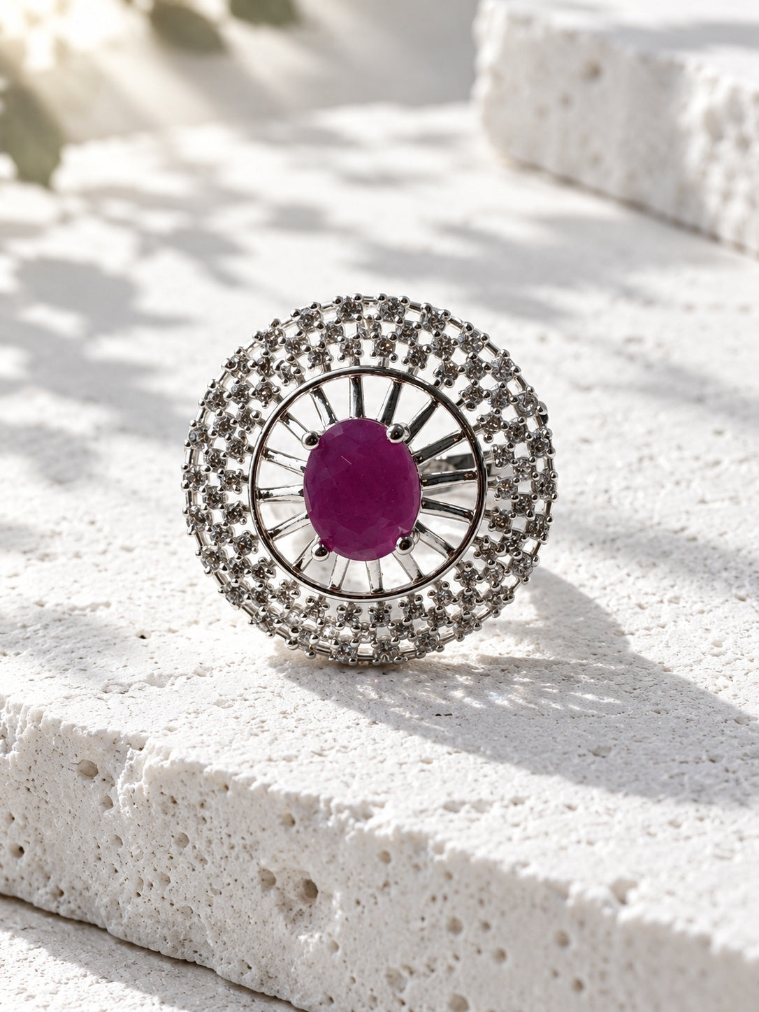 Niska purple round AD stone statement ring view 4