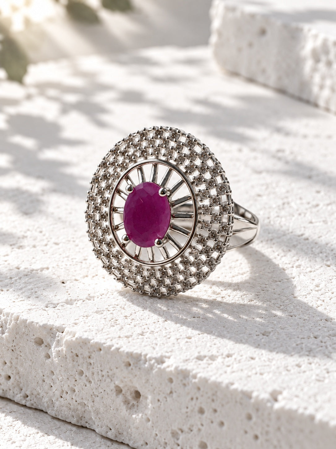 Niska purple round AD stone statement ring view 5