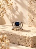 Niska Midnight Blue Halo Silver Replica Statement Ring RI26N10427 – product view 2