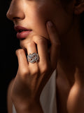 Blue Blossom AD stone ring worn on model hand