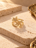 Niska gold-tone butterfly and leaf ring with AD stones, view 2