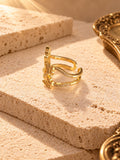 Niska gold-tone butterfly and leaf ring with AD stones, view 3