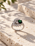 Green oval AD stone floral ring - view 2