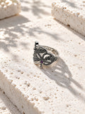 Niska silver-tone butterfly AD stone statement ring with purple accents, view 3