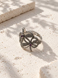 Niska silver-tone butterfly AD stone statement ring with purple accents, view 5