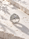 Niska silver-tone light lavender AD stone floral ring view 5