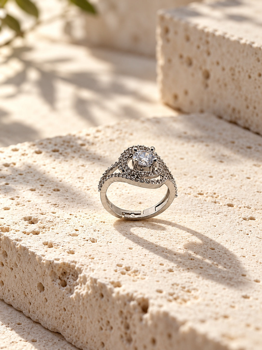 Niska silver-tone swirl AD Stone ring product view 2