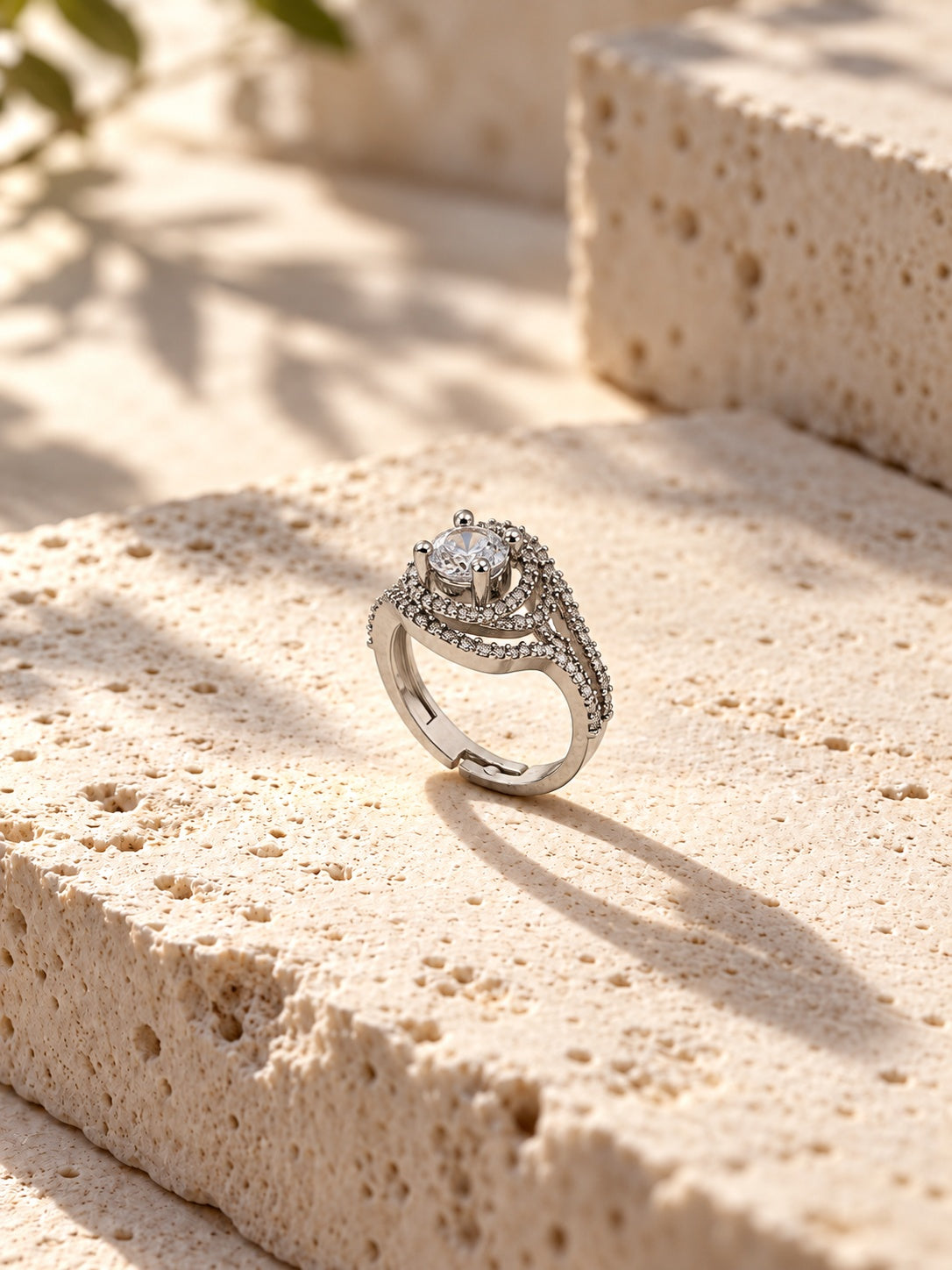 Niska silver-tone swirl AD Stone ring product view 3