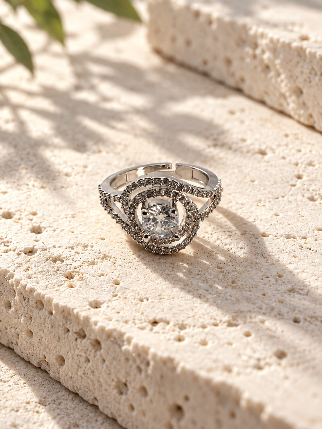 Niska silver-tone swirl AD Stone ring product view 4